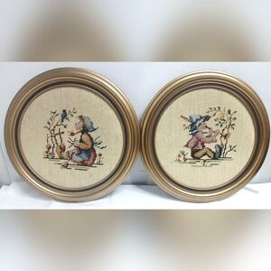 Vintage Cross-Stitch Wall Art Set